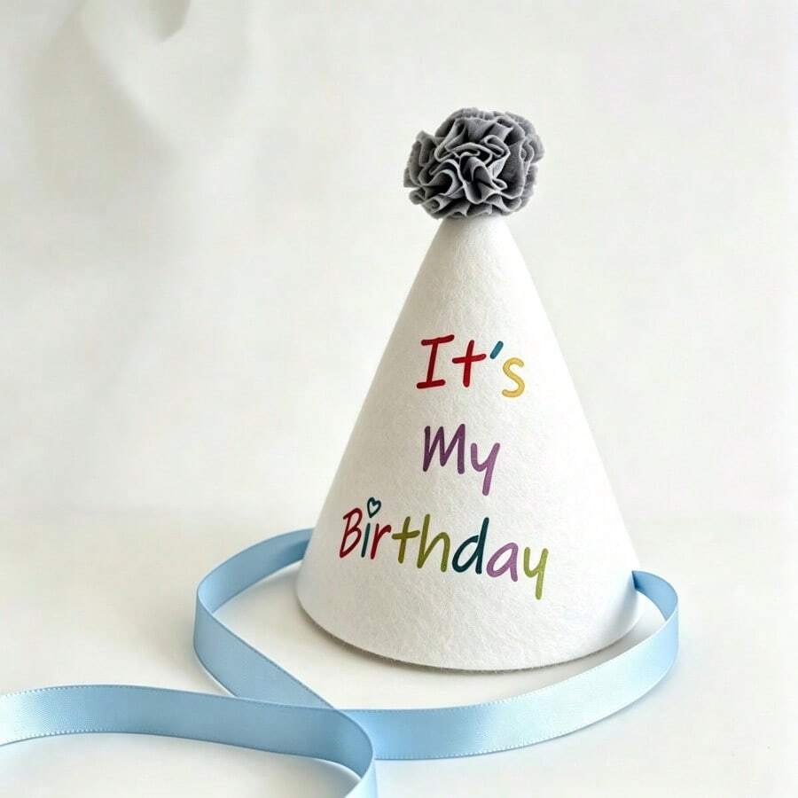 Velvet Ball Birthday Party Hat With Colorful Printed Fonts, Conical Hat For Photo Props, Suitable For Birthdays, Baby Baptism, Anniversaries, Bridal Baptism, Party Decoration - View 1