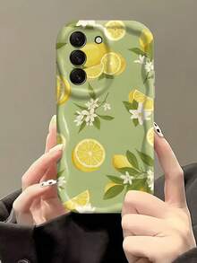 1pc White Dopamine Wave Ruffle Soft TPU Texture Phone Case Compatible With Apple 18 Pro Max/17 Pro Max 17 Air 17 Pro 17 16 Pro Max 16 Plus 16 Pro 16 15 Pro Max 15 Plus 15 Pro 15 14 Pro Max 14 Plus 14 Pro 14 13 Pro Max 13 Pro 13 12 Pro Max 12 Pro 11 Pro Max 11 Pro 11 XS Max XR X/XS 7 Plus 8 Plus/Galaxy S21 S22 S23 S24 S25 S26/Honor/ Creative Green Lemon Ditsy Floral Pattern - White - View 1