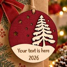 Custom Christmas Tree Star Round Hanging Ornament, Personalized Winter Holiday Decor, Rustic Christmas Ornaments, Customized Text Festive Party Pendant, Customizable Name Keepsake Gift, Christmas Tree Decorations For Family, Friends, Home 2026 - Multicolor - View 7