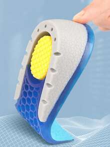QKC 1 Pair Anti-Slip Silicone Height-Increasing Half Insoles, Shock-Absorbing Pressure-Relieving Half-Size Shoe Pads, Suitable For Sports, Casual Shoes Inner Heel Height-Increasing Pads - Blue - View 2