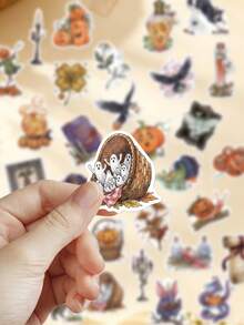 50pcs Halloween Little Witch Stickers, Decorative Decals For Phone Case, Refrigerator, Planner, Diary, Guitar, Scrapbook, Notebook, Luggage, Helmet, Skateboard, Laptop, Self-Adhesive - Little Witch Halloween - View 1