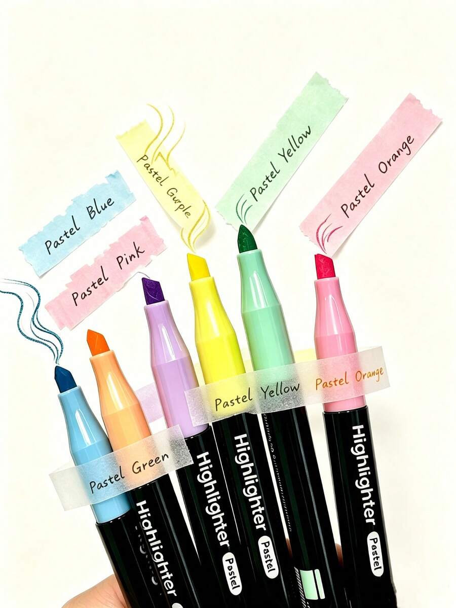 Fluorescent Highlighter Pens, Student Note-Taking Essential, Colorful Marker Pens, Fluorescent Pens, Bold Highlighting Without Fading, Light And Dark Fluorescent Pen Set - Sets - View 1