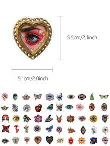 50Pcs Surreal Decorative Stickers, Collage Pattern With All Seeing Eye, Floral Butterfly & Mushroom, Waterproof Decals For Laptop Water Bottle Tumbler Journal DIY Craft Accessories - 50pcs - View 5