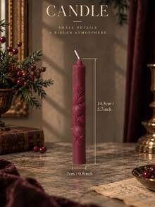 1pc Vintage Red Embossed Tapered Candle With 3D Fruit And Leaf Pattern, Creating Romantic Christmas Winter Atmosphere, Suitable For Holiday Decoration, Elegant Gift, Candlelight Dinner And Party, Adding Warmth To Home Decor For New Year Season - Multiple Styles - View 13