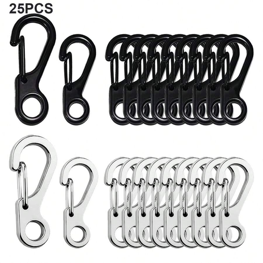 25PCS Multi-Function Alloy Keychain Spring Hook Snap Clasp, Suitable For Water Bottle Lanyard, Key Chain Key Ring, DIY Crafts, Backpack Hook, Pet Rope Lock, Bag Pendant, 2 Sizes Available (25mm/32mm) - Question Mark Buckle - View 1