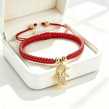 1Pc Rhinestone Little Boy Pendant Bracelet Adjustable Braided String Knot Bangles For Men Boys Cute Friendship Family Jewelry Gift - Boys - View 8