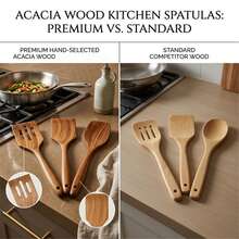 3pcs Natural Wood Kitchen Utensil Set, Non-Stick Spatula And Rice Spoon, Cooking Tools, Housewarming, Halloween, Easter Gift - Rust Brown - View 7