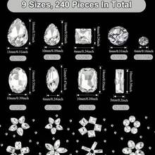 240pcs Large Sew-On Rhinestones, Clear Glass Crystal Gemstones, Metal Claw Setting, Mixed Shapes, Suitable For Jewelry, Clothing, Shoes, Costumes, Etc. - Multicolor - View 5