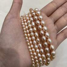 1 Strand 36cm Natural Freshwater Pearl Beads, Orange Rice-Shaped Loose Beads, For Jewelry Making DIY Pendant Bracelet Necklace Accessories - Natural Pearl - View 6