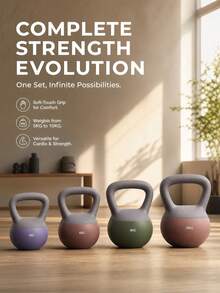Soft Kettlebell - Cushioned Impact-Resistant Base And Anti-Slip Kettle Bell Anti-Slip Grip Weight For Home Workouts, Strength Training Kettlebells Sets For Women& Men - Non-Slip Gloves - Multicolor - View 2