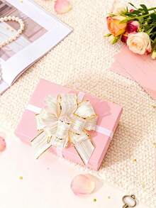 6 Pieces - Ruffled Bow Gift Wrapping Ribbon Bow, Used For Packaging Boxes And Decorations, Gift Wrapping For Wedding Baskets, Birthday Party Gift Boxes And Flower Decorations, Christmas Gift Decorations, Christmas Party Supplies (White) - AA - View 2