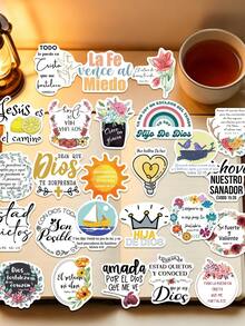 50pcs Spanish Bible Stickers For Decorating Planner, Journal, Scrapbook, Notebook, Luggage, Guitar, Skateboard, Manual, Tablet, Water Bottle, Phone - Spanish Bible - View 2
