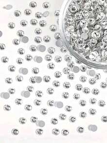 Đá rhinestone SS6 mặt phẳng rời màu trắng trong suốt, đá thủy tinh thủ công 2.8mm-4mm màu bạc dùng cho quần áo/xe đẩy/giày/ly/tiệc dạ hội/trang điểm DIY, bán sỉ - trắng - Xem 3