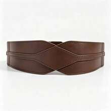 1pc Women's Coffee Color Minimalist Diamond Fashion Decorative Waist Belt, Suitable For Halloween Party Or Daily Wear - Brown - View 2