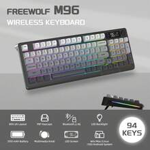 M96 Wireless Gaming Keyboard, Knob Control Bluetooth/2.4G Wireless, Mechanical Feeling, RGB LED Backlit With Display Screen, PBT Keycap, 3000mAh, US Layout Compatible With Win - Multicolor - View 2