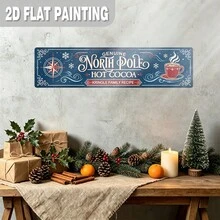 2D Flat, 1pc, Christmas Decoration Sign And Plaque, Authentic North Pole Hot Cocoa Metal Sign, North Pole Cocoa Sign Wall Decor, Rustic Farmhouse Art, Suitable For Kitchen, Home, Cafe, Fireplace Mantel (Random Style) - A - View 7
