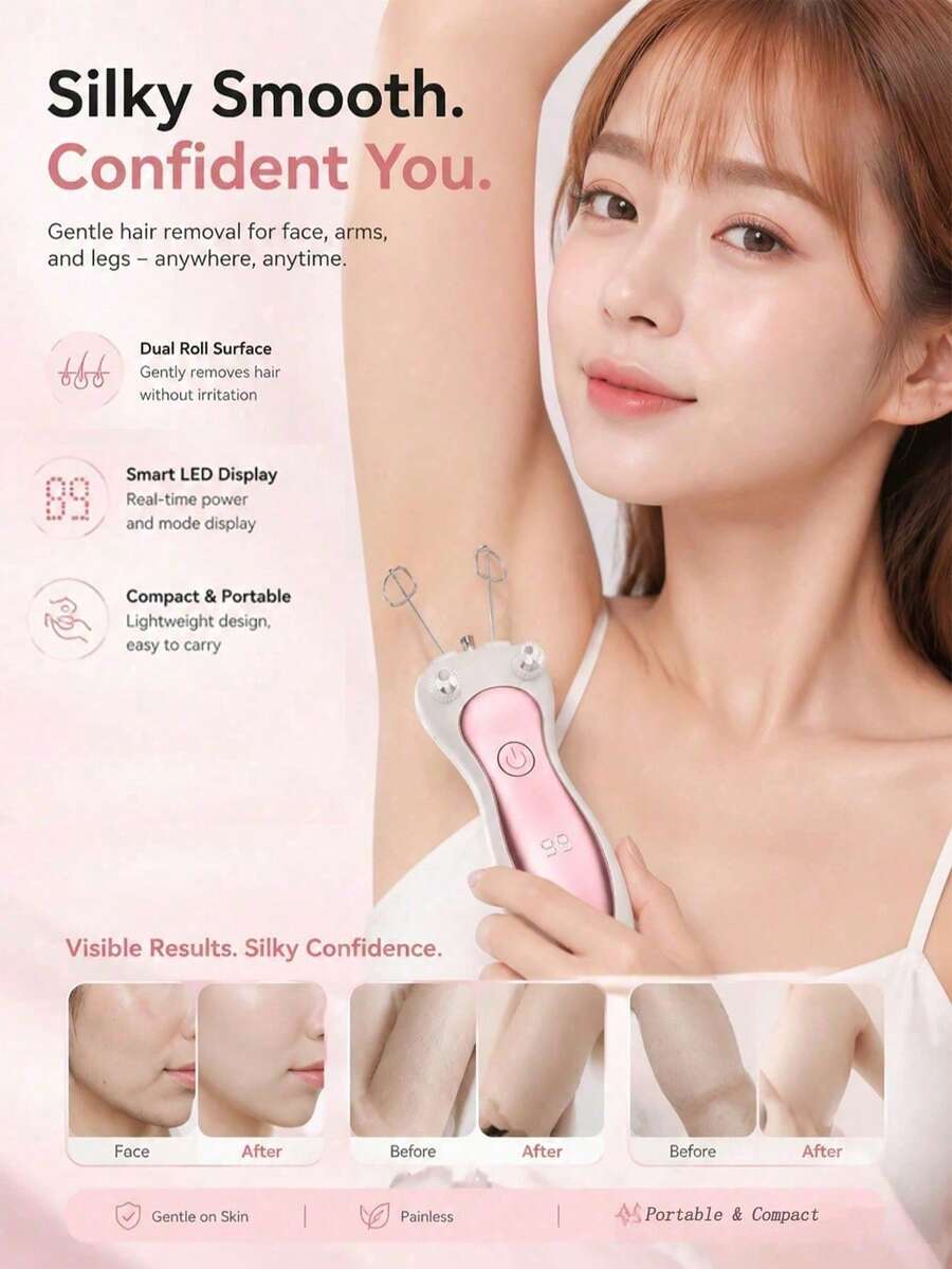 AXH. Women's Electric Facial Hair Remover Beauty Epilator Body Arm Cotton Thread Depilator LCD Display - Multicolor - View 1
