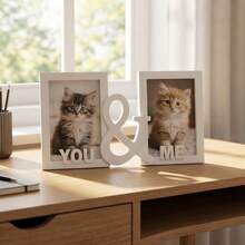 1pc YOU&ME Dual Photo Frame, Suitable For Newborn Baby Souvenirs, Gift For Twin Parents, Wedding Anniversary Photos, Best Friend Photo Frame - YOU & ME - View 5
