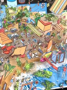 Large Panoramic 3D Scene Sticker Set, Miniature Town Water Park Art Gallery DIY Scene Stickers, Adult Craft Materials, Customizable Framable Wall Art Decor, Autumn Thanksgiving Christmas Handmade Gift - A - View 8