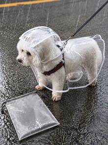 Waterproof Dog Raincoat | Waterproof Transparent Dog Raincoat, Quick-Drying PVC Material, All-Round Protection, Button-Up Front, Suitable For Small To Medium Dogs (Such As Poodle, Bichon Frise, Fluffy Breeds) - Transparent Rainwear, Suitable For Rainy Walks, Elegant Dog Accessory, Easy To Put On And Fasten - Keeps Fur Dry In Rain And Bathing - Ideal For Outdoor Walks, Travel, Grooming, Pet Rain Protection - Blue - View 9