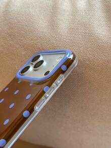 Minimalist Brown Polka Dot Phone Strap Compatible With Apple 18 Pro Phone Case 17 Pro Max New 16 Pro Girl 17 Premium 18 Pro Max Full Coverage 15 Creative Anti-Drop Korean Style - Brown - View 3