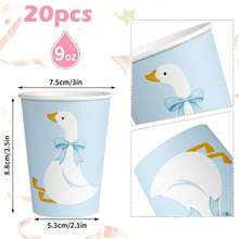 10/20/40pcs 9oz One Silly Goose Birthday Party Cups Blue Bow Goose Pattern Disposable Paper Cups, Suitable For 1st Birthday Party Decoration And Baby Shower Decoration - Blue Goose Paper Cup - View 8