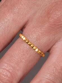1pc Fashionable Gold Rivet Angled Ring, High Color Fastness & Low Allergenicity Copper Minimalist Ring, Suitable For Women's Daily Matching And Holiday Gifts - Gold - View 2