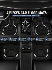 4pcs/2pcs Universal All-Weather Car Floor Mats Set, Red & Black Geometric Pattern Non-Slip Floor Mats, Full Coverage Front & Rear Row Mats, Suitable For Sedan, SUV, Truck, Van, Fashionable Car Interior Accessories - A - View 3