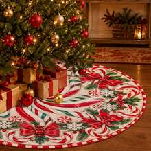 1件漸層螺旋糖果棒圖案聖誕樹裙，優雅配色節日裝飾，5種尺寸，中性節日禮物，適用於居家與派對聖誕裝飾 - 漸層螺旋拐杖糖 - 查看 4