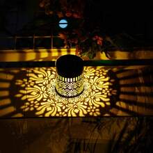 Solar Powered Iron Art Wall Light, Vintage Coin Hollow Projection Lamp, Peony Flower Shaped Spotlight, Suitable For Villa Walls, Garden Lawns, Courtyards, Fences - Peony Wall Sconce - View 11