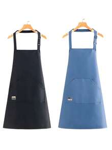 1Pc Waterproof Kitchen Apron Multi Functional Pockets Adjustable Neck Strap Oil Proof Wear Resistant Cooking Apron For Kitchen Cafe BBQ Outdoor Woodworking - Multicolor - View 16