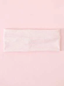 1pc Ins Style Girly Pink Striped Ditsy Floral Wide Headband, Highly Attractive Soft Elastic Non-Slip Hairband - Multicolor - View 12