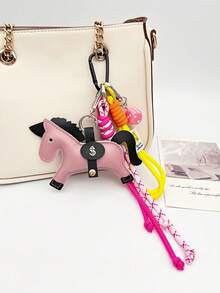 Gantungan Tas Happy Little Pony, Aksesori Tas Dadu Keberuntungan dengan Arti "Uang Segera Datang", Liontin Gantungan Ransel, Aksesori Wanita Gaya Tali yang Menawan, Bahan Kulit PU, Dekorasi Ruangan, Gantungan Ponsel, Hadiah dan Kado Liburan - MultiWarna - View 3