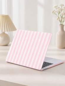 Pink & White Striped Hard Shell Protective Case, Compatible With MacBook, Compatible With MacBook Neo Air And Pro Models - View 1