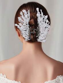 1pc Luxury Yellow Alloy Hair Comb Bridal Bridesmaid Headpiece Fashion Hair Accessory Suitable For Wedding Party Women - Yellow - View 14