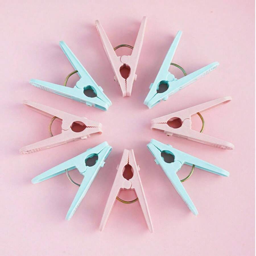 30‑Pack Plastic Clothes Pegs With Storage Basket, Windproof Laundry Clips For Underwear And Socks - Multicolor - View 1