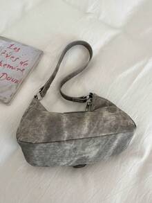 Fashionable Luxury Buckle Strap Baguette Bag Y2K Biker Shoulder Bag Suitable For Daily Casual Shopping - Grey - View 8