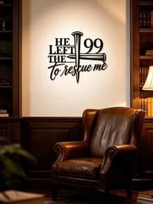 1pc Christian Metal Wall Art, He Left 99 Sign, Cross Metal Wall Decor, Religious Hanging Sign, Unique Housewarming Gift Iron Craft Decoration - Black - View 5