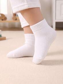 20 Pairs Random Baby Neutral Earth Tone Mid-Calf Socks, Multi-Color Solid Short Socks With Elastic Ribbed Cuff, Soft And Breathable, Suitable For Infants And Toddlers Daily Casual Wear - Multicolor - View 4