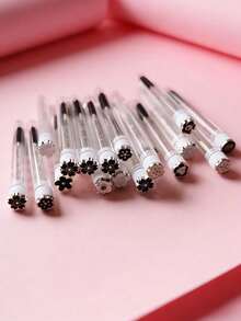 1/2/5/10pcs Pearl Crown Flower Clover Rabbit Eyelash Brush Eyebrow Brush, Portable Test Tube Style With Transparent Outer Shell, Travel Makeup Tool - Multicolor - View 2
