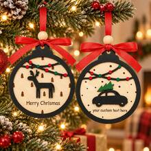 Ornamen Natal Mobil Rusa Rusa Bergaya Pedesaan Kustom, Dekorasi Pohon Natal yang Dipersonalisasi, Dekorasi Gantung Pesta Liburan Meriah, Kenang-kenangan Musiman dengan Teks Kustom, Hadiah Natal yang Dapat Disesuaikan untuk Keluarga dan Teman, Aksen Rumah Musim Dingin, Dekorasi Pohon Natal - Gaya B - View 7