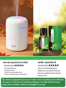 300ml Mini Colorful Car Aromatherapy Humidifier Set, USB Powered Dual Mode, 7-Color LED Light, Quiet Mist, Comes With 5 Essential Oils, Suitable For Car, Bedroom, Living Room, Office Desk, Requires Plug-In, Air Freshening And Hydrating Gift - A - View 29