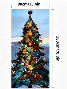 Large Stained‑Glass Style Christmas Tree Window Cling, Double‑Sided Xmas Tree Static Decal, Reusable Holiday Glass Sticker For Door, Bedroom, Living Room, Winter Christmas Home Wall Decor,Christmas,Christmas Decrations,Christmas Decor Home,Gifts - A - View 7