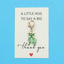 5pcs Cute Mantis Enamel Charm Keychain, A Little Hug To Say Thank You Greeting Card, Lobster Clasp Bag Pendant Gift - Multicolor - View 7