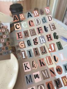 2pcs Vintage INS English Alphabet Sticker Book, Artistic Versatile Scene DIY Decor, Journal Background Decoration Stickers, Decals, Scrapbook Supplies, School Office Stationery - Rectangle - View 2