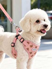 Pink Luckpet Bear Pet Harness & Leash Set Vest Style Dog Harness Suitable For Small To Medium Dogs Walking Escape-Proof Adjustable Buckle Easy On/Off Travel Essential - Pink - View 1