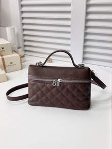 Autumn/Winter New PU Fashion Versatile Commuter Crossbody Bag Box-Shaped Women's Commuter Bag - Brown - View 1