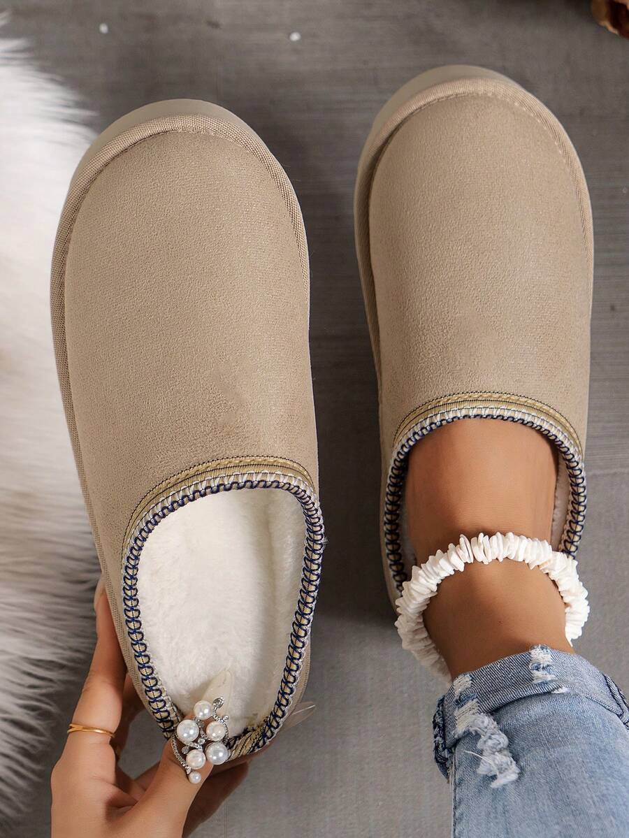 Women's Versatile Casual Comfortable Warm Indoor House Slippers With Closed Toe, Autumn/Winter