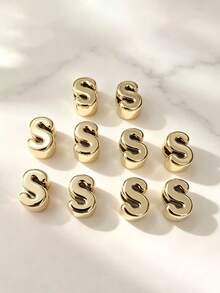 10pcs Optional Gold/Silver Large Hole 26 Uppercase Alphabet Beads Electroplated DIY Phone Chain Keychain Bag Charm Jewelry Accessories - Multicolor - View 51