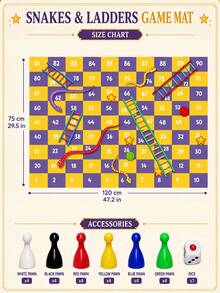 Colorful Cartoon Polyester Snakes And Ladders Floor Game Mat, Suitable For Hawaii Vacation, Family Gathering, Spring And Autumn Picnic Party, Adult Game, Group Game, Boys Game, Girls Game, Dice Game - Multicolor - View 12